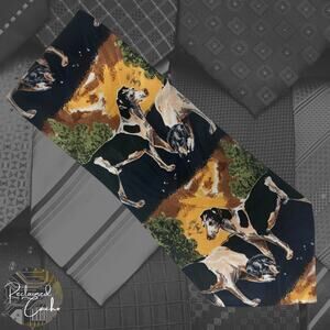 French White and Black Hound Dogs Tie